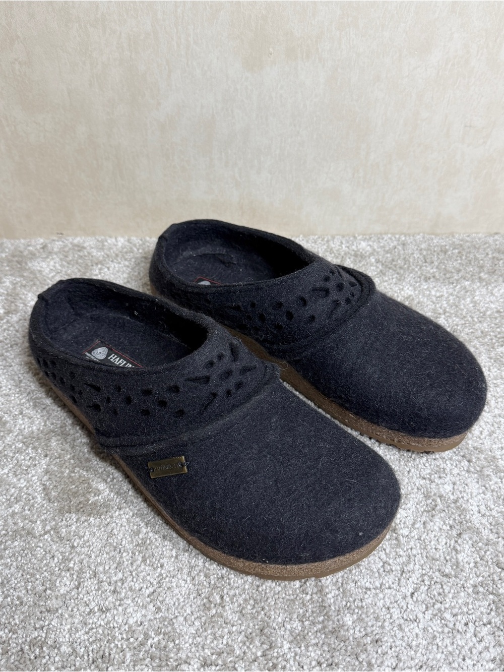 Haflinger Women’s Lacey Clog Shoes Slip On Wool in Charcoal Black 42/US 11